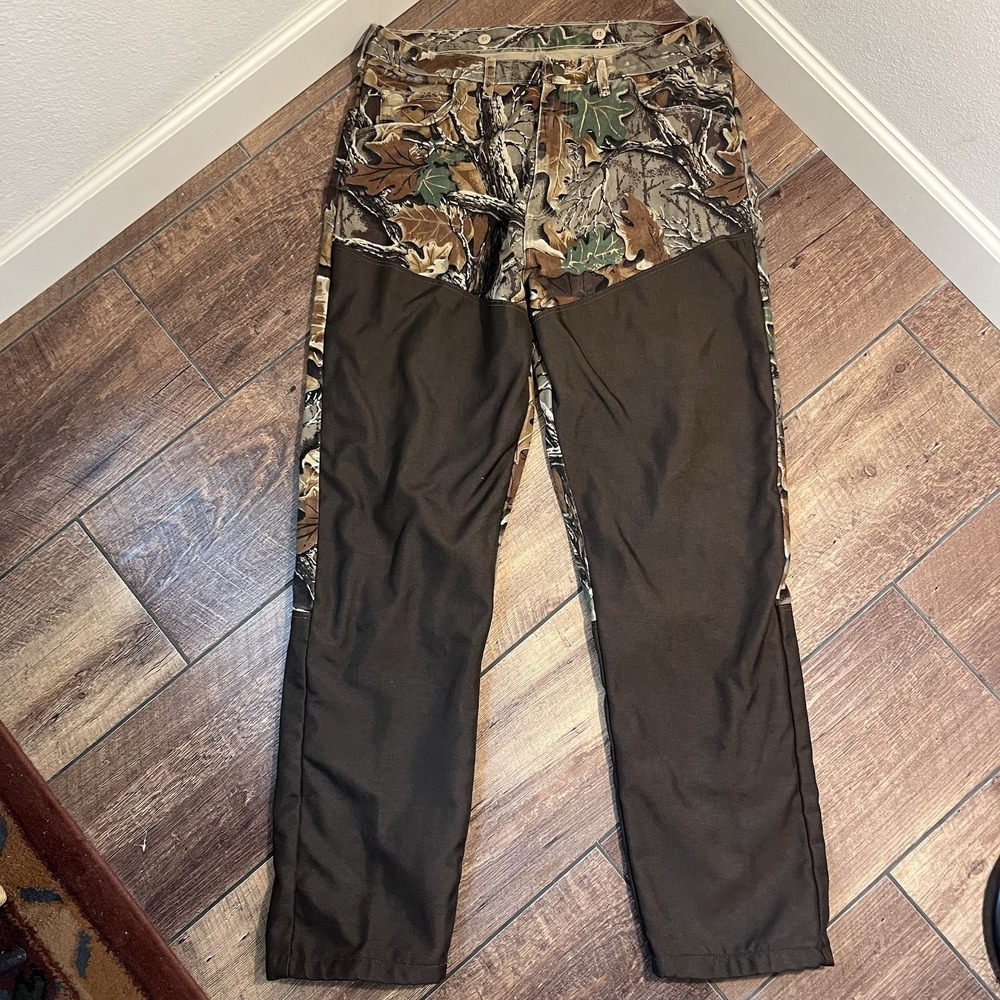 Wrangler Rugged Wear Brush Guard Denim Men 38x32 Blue/Canvas Camo Jeans Hunting